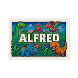 Alfred Name Art - Dinosaur Adventure personalized wall print for kids