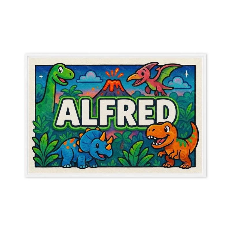 Alfred Name Art - Dinosaur Adventure personalized wall print for kids