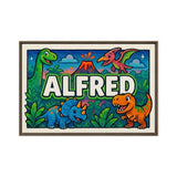 Alfred Name Art - Dinosaur Adventure personalized wall print for kids