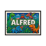 Alfred Name Art - Dinosaur Adventure personalized wall print for kids