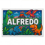 Alfredo Name Art - Dinosaur Adventure personalized wall print for kids
