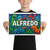 Alfredo Name Art - Dinosaur Adventure personalized wall print for kids