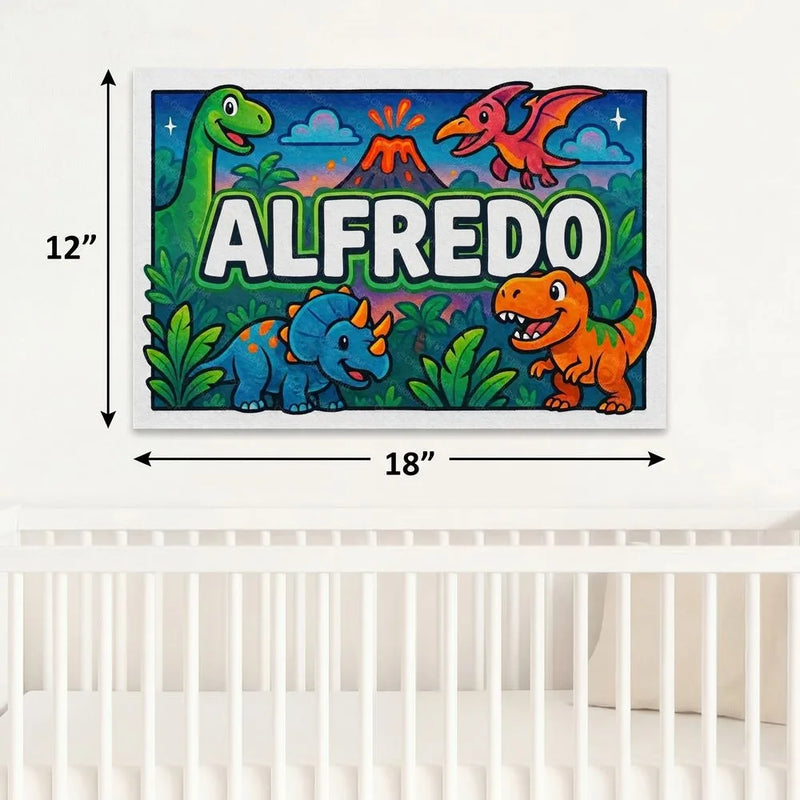 Alfredo Name Art - Dinosaur Adventure personalized wall print for kids