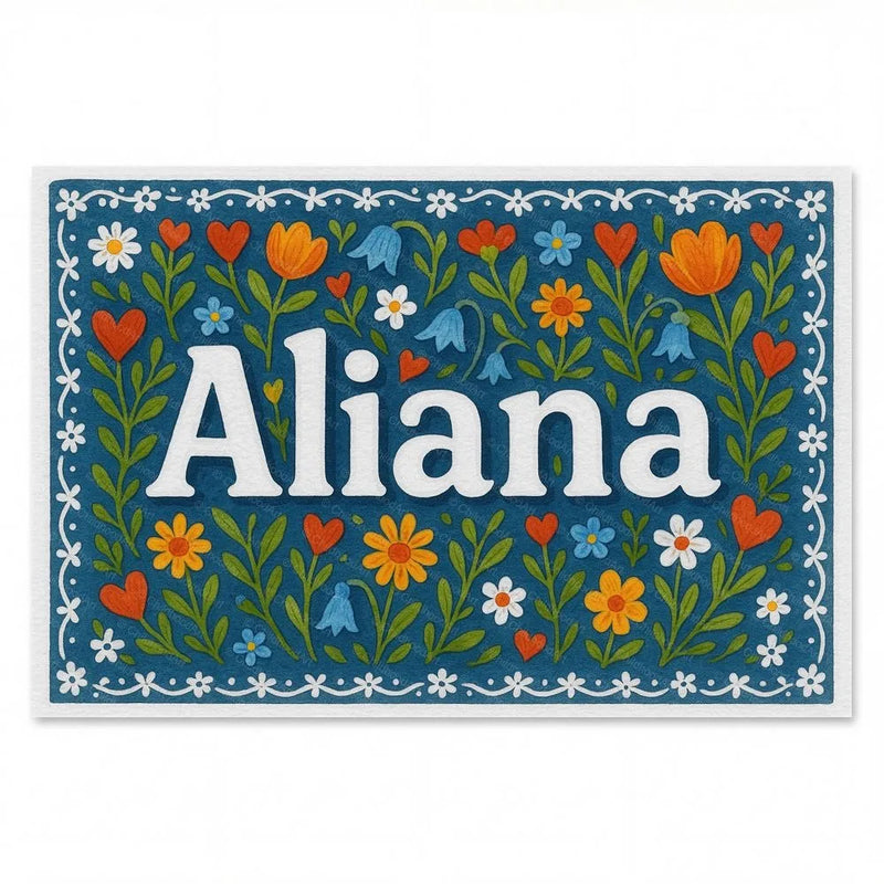 Aliana Name Art - Floral Farmhouse personalized wall print for kids