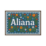 Aliana Name Art - Floral Farmhouse personalized wall print for kids