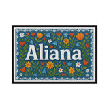 Aliana Name Art - Floral Farmhouse personalized wall print for kids