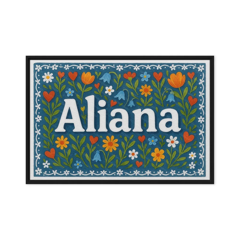 Aliana Name Art - Floral Farmhouse personalized wall print for kids