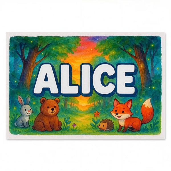 Alice Personalized Forest Friends Art