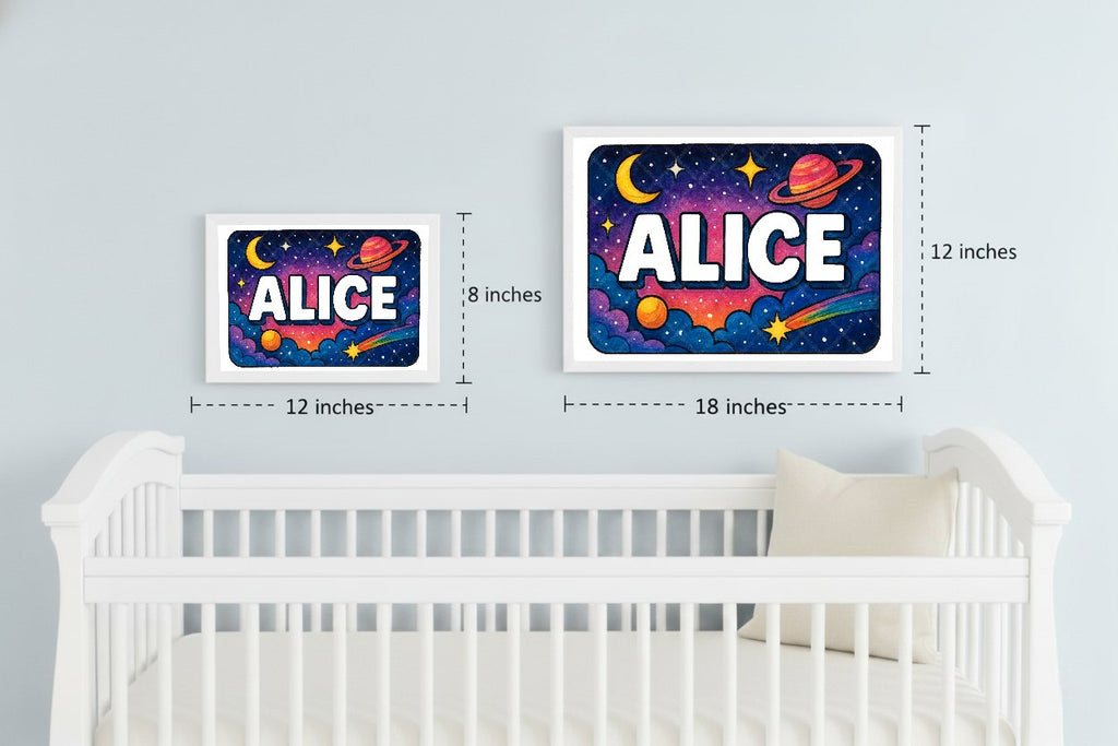 Personalized space nursery art for kids – Alice name print