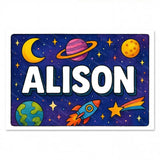 Adventurous personalized space name art for Alison