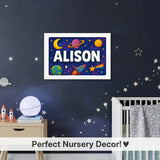 Adventurous personalized space name art for Alison