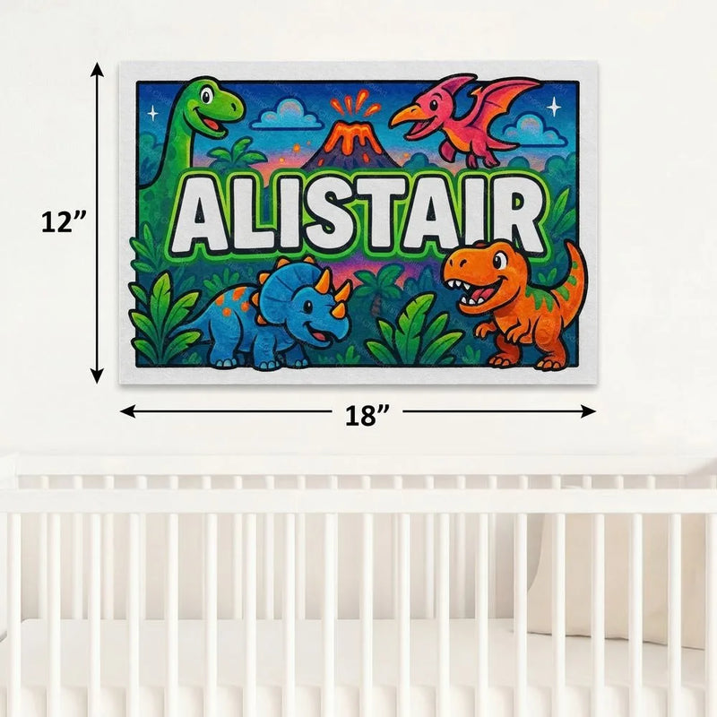 Alistair Name Art - Dinosaur Adventure personalized wall print for kids
