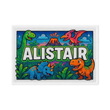 Alistair Name Art - Dinosaur Adventure personalized wall print for kids