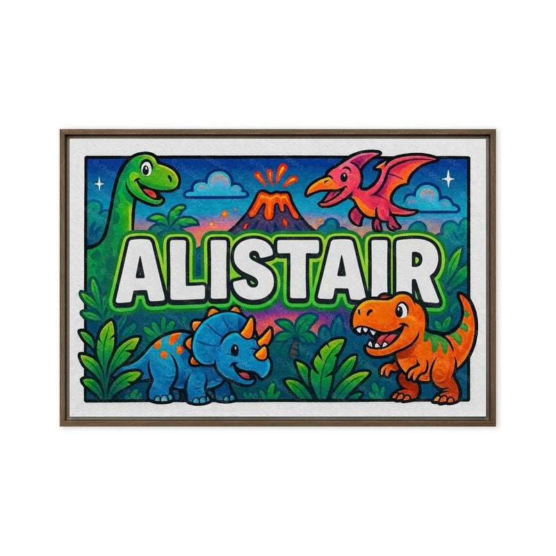 Alistair Name Art - Dinosaur Adventure personalized wall print for kids