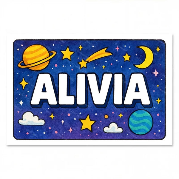 Alivia Personalized Space Explorer Name Art