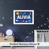 Adventurous personalized space name art for Alivia