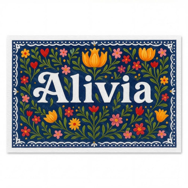 Calm alivia Floral Farmhouse Personalized Wall Art