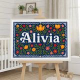 Calm alivia Floral Farmhouse Personalized Wall Art