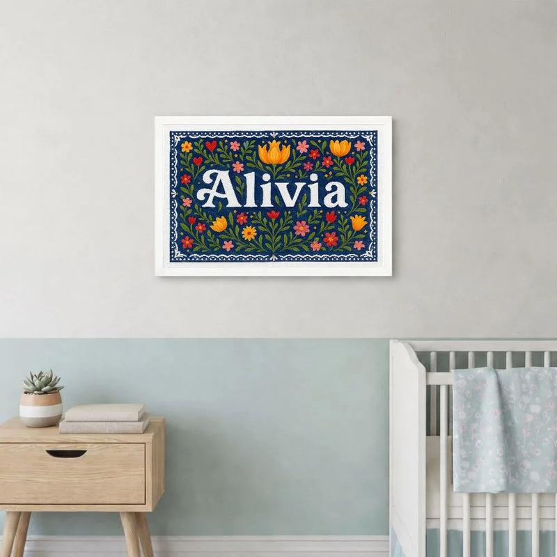 Calm alivia Floral Farmhouse Personalized Wall Art