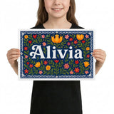Calm alivia Floral Farmhouse Personalized Wall Art
