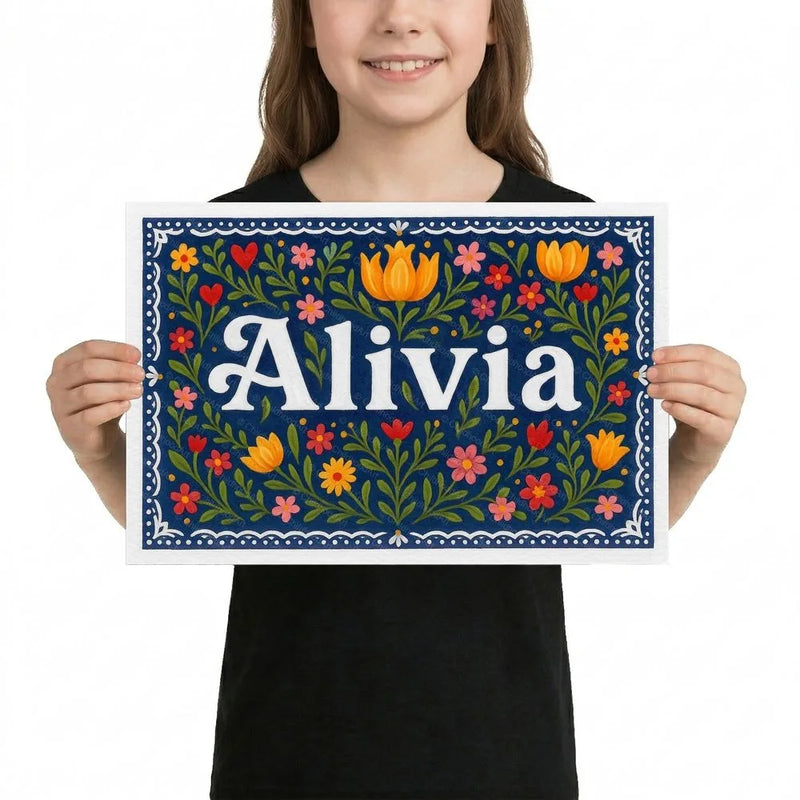 Calm alivia Floral Farmhouse Personalized Wall Art