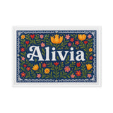Calm alivia Floral Farmhouse Personalized Wall Art