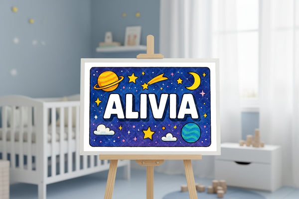 "Alivia" Amongst the Stars Personalized Space Artwork