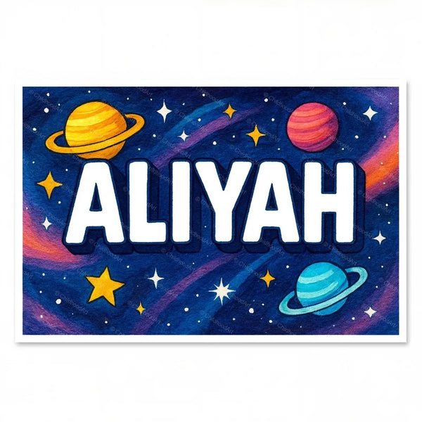 Aliyah Personalized Space Explorer Name Art