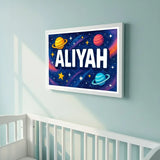 Adventurous personalized space name art for Aliyah