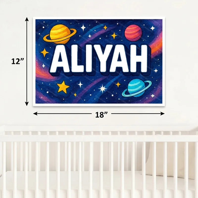 Adventurous personalized space name art for Aliyah