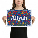 Calm aliyah Floral Farmhouse Personalized Wall Art