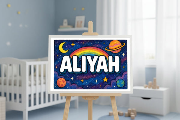"Aliyah" Amongst the Stars Personalized Space Artwork