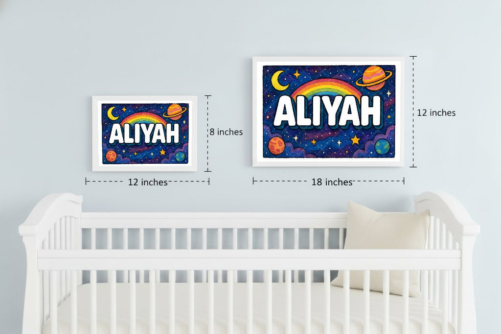 Personalized space nursery art for kids – Aliyah name print