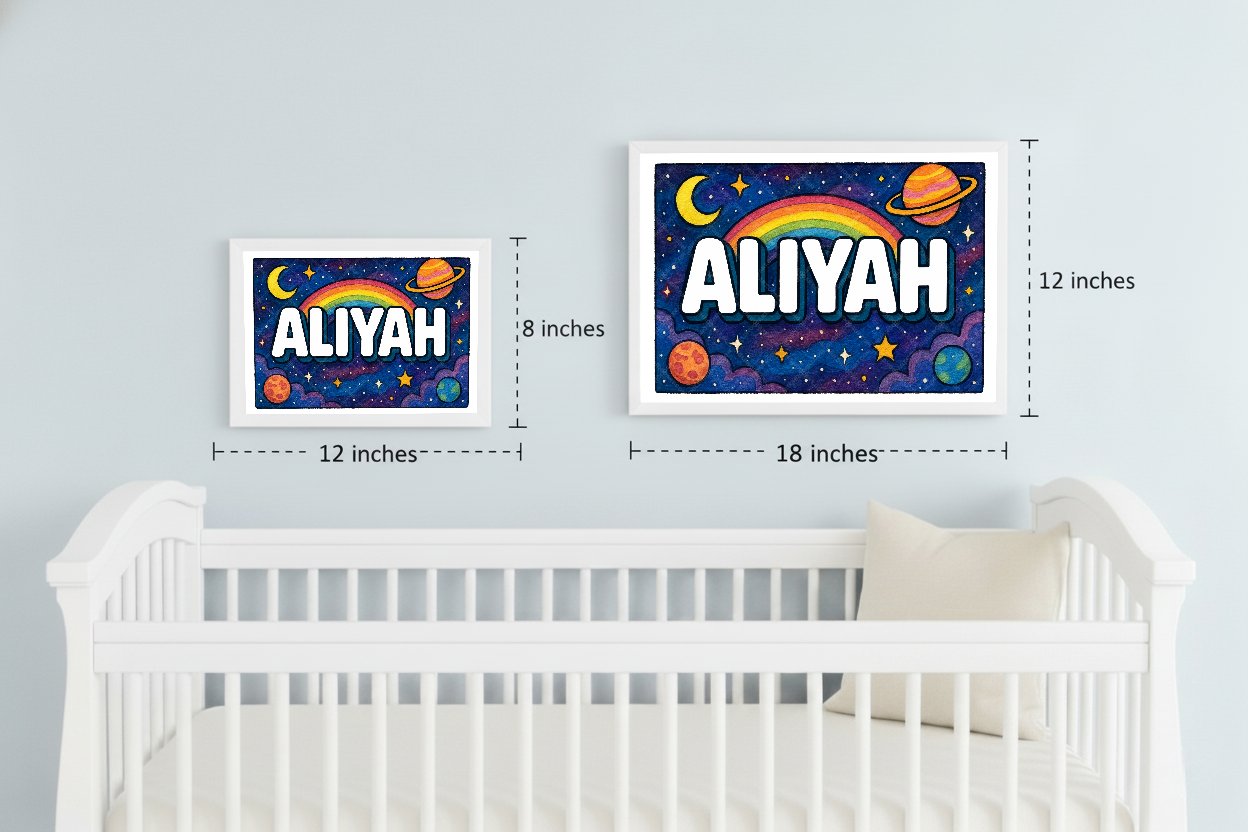 Personalized space nursery art for kids – Aliyah name print