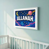 Adventurous personalized space name art for Allanah