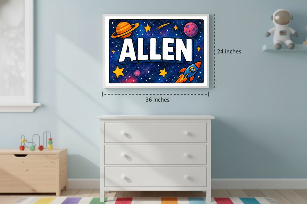 Personalized space nursery art for kids – Allen name print