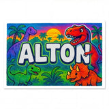 Alton Name Art - Dinosaur Adventure personalized wall print for kids