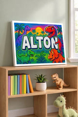 Alton Name Art - Dinosaur Adventure personalized wall print for kids