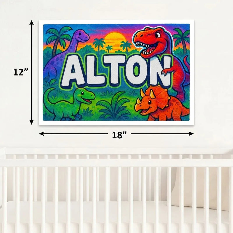 Alton Name Art - Dinosaur Adventure personalized wall print for kids