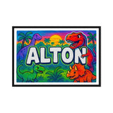 Alton Name Art - Dinosaur Adventure personalized wall print for kids