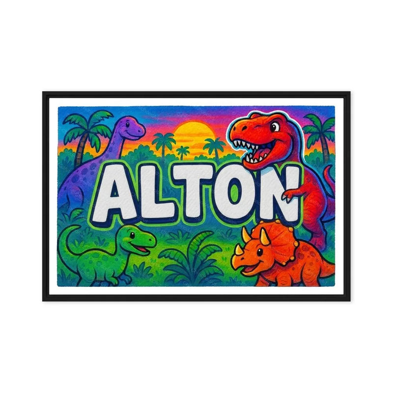 Alton Name Art - Dinosaur Adventure personalized wall print for kids