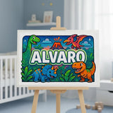 Alvaro Name Art - Dinosaur Adventure personalized wall print for kids