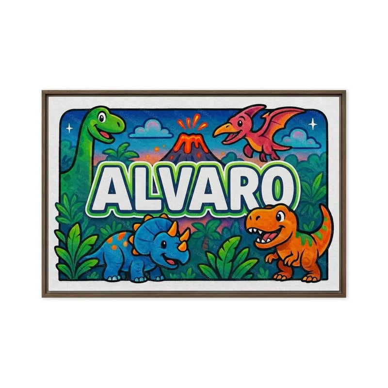 Alvaro Name Art - Dinosaur Adventure personalized wall print for kids