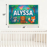 Alyssa Name Art - Forest Friends personalized wall print for kids