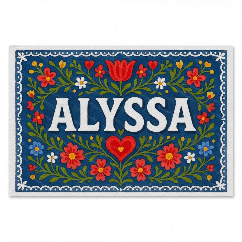 Alyssa Name Art - Floral Farmhouse personalized wall print for kids