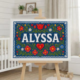 Alyssa Name Art - Floral Farmhouse personalized wall print for kids