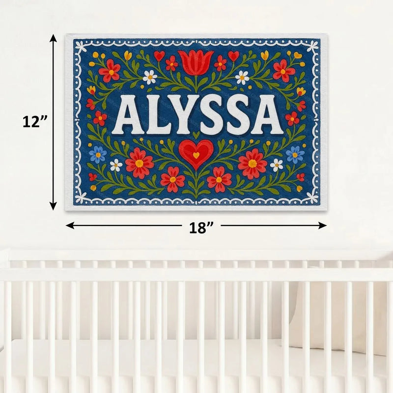 Alyssa Name Art - Floral Farmhouse personalized wall print for kids