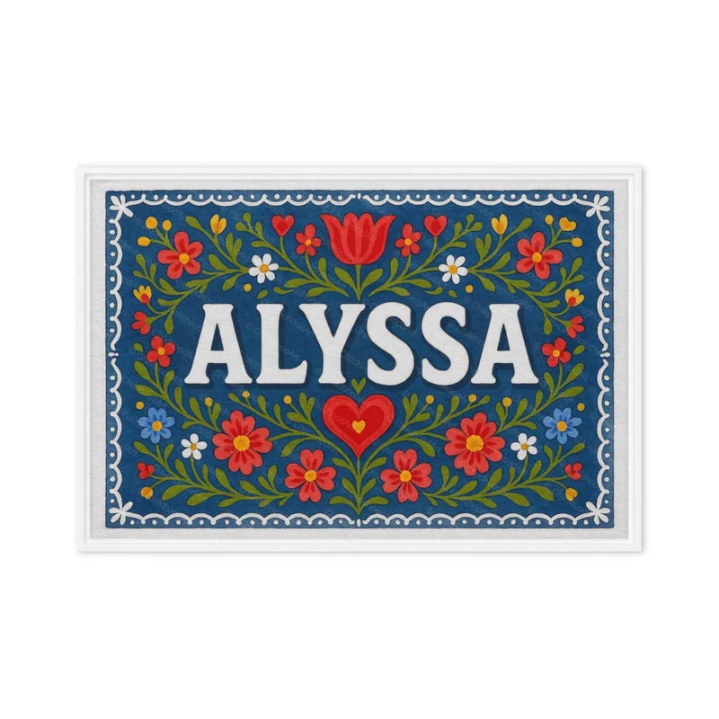 Alyssa Name Art - Floral Farmhouse personalized wall print for kids