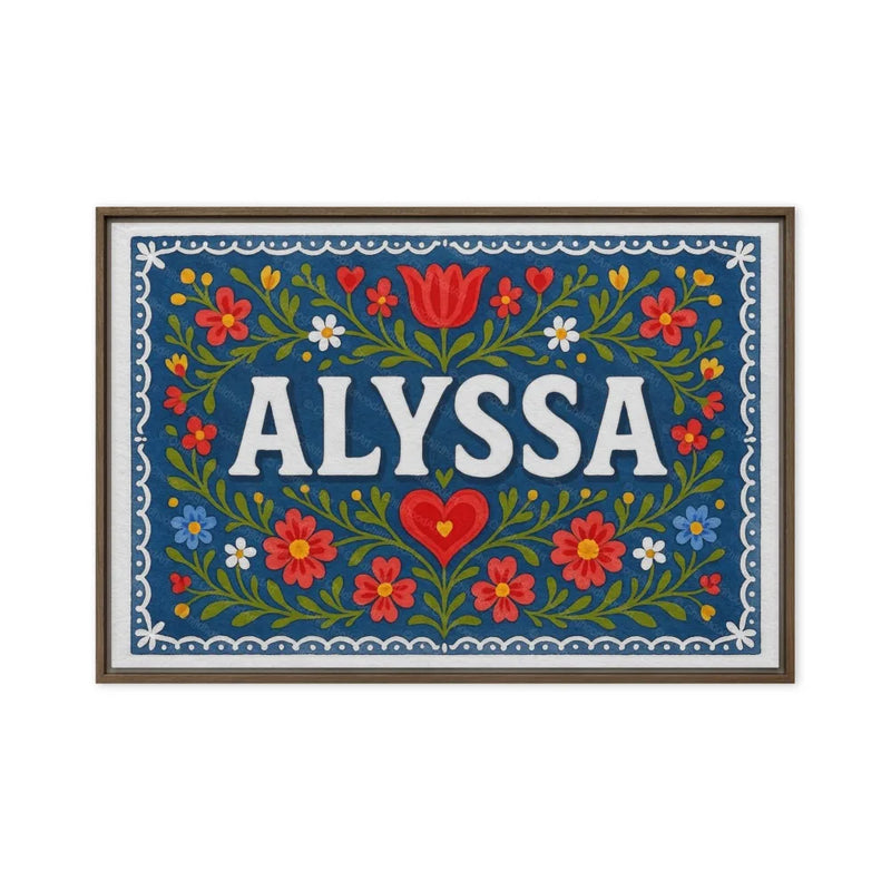 Alyssa Name Art - Floral Farmhouse personalized wall print for kids