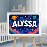 Alyssa Name Art - Space Explorers personalized wall print for kids
